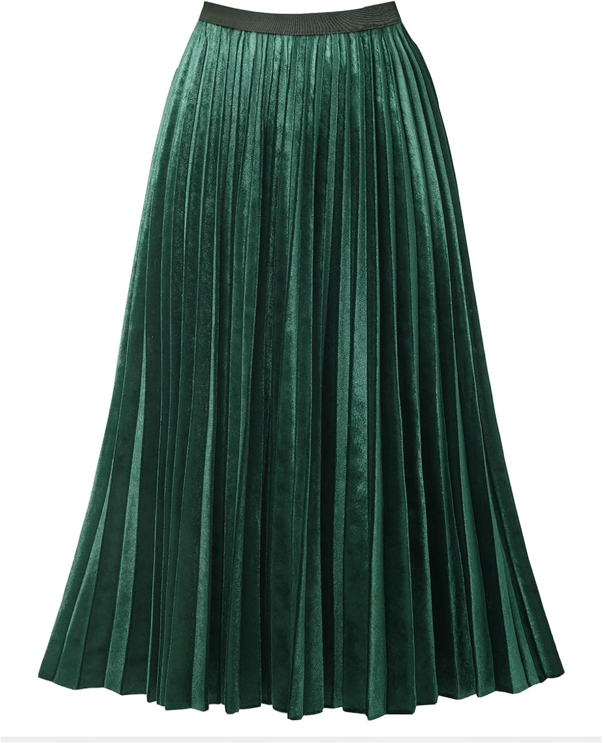 Women's Pleated High Waist Flowy Midi Skirt Velvet
