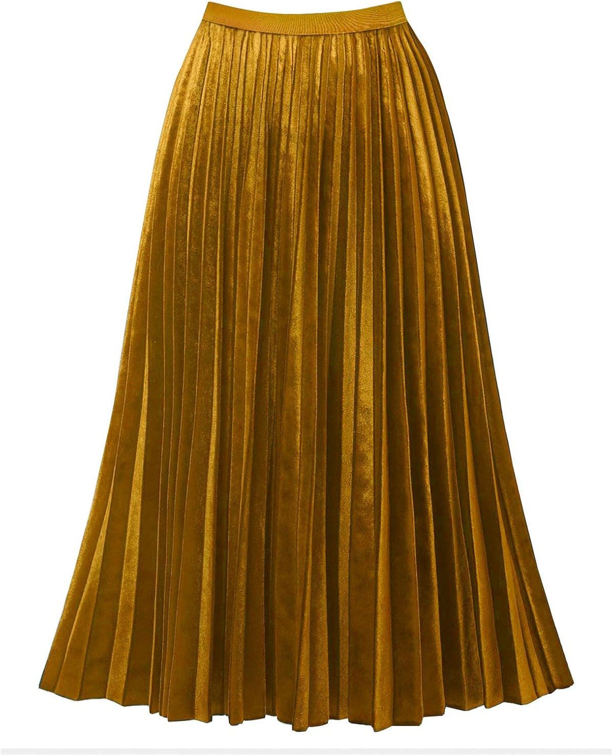 Women's Pleated High Waist Flowy Midi Skirt Velvet