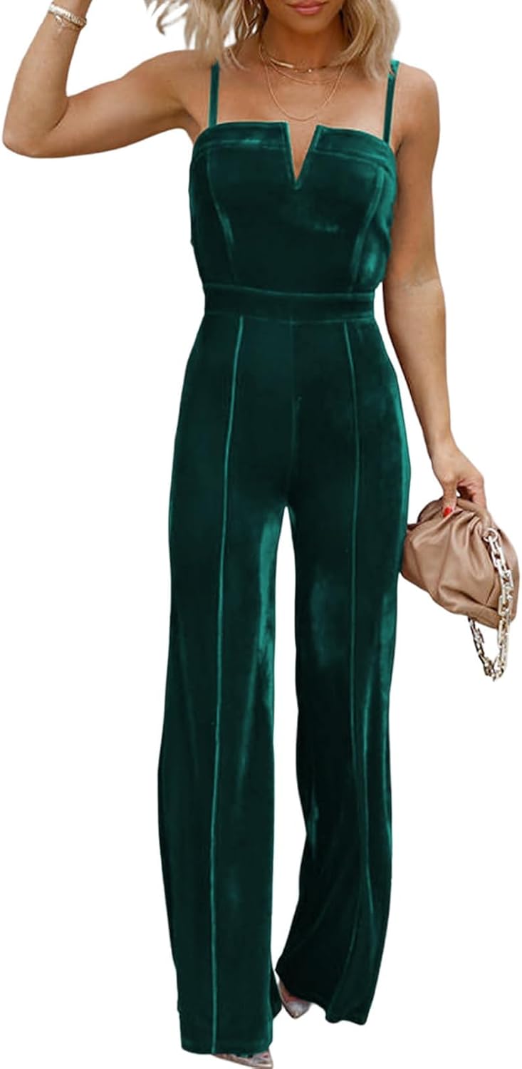 BLENCOT Women Sleeveless V Neck Jumpsuits Dressy Date Night Rompers