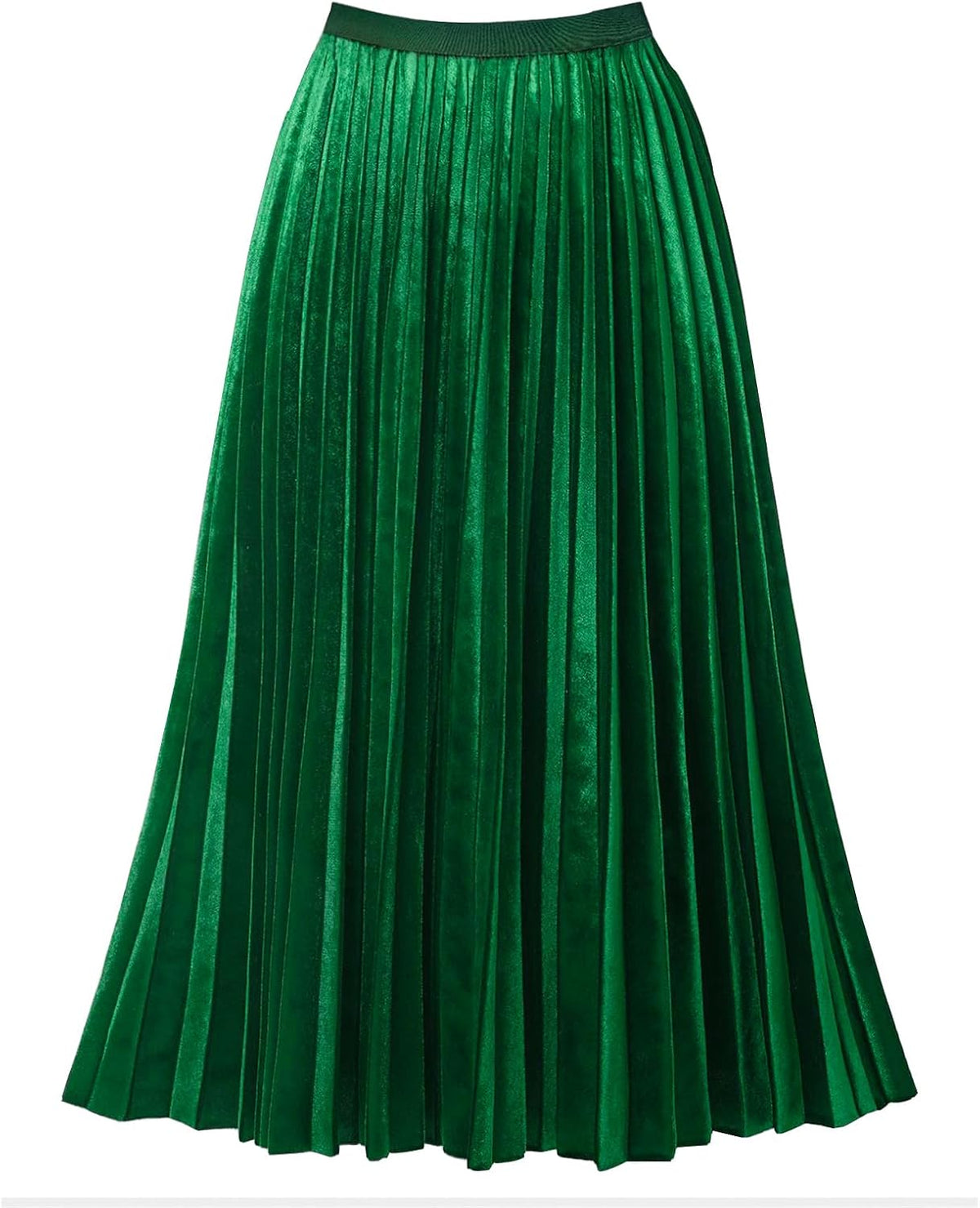 Women's Pleated High Waist Flowy Midi Skirt Velvet