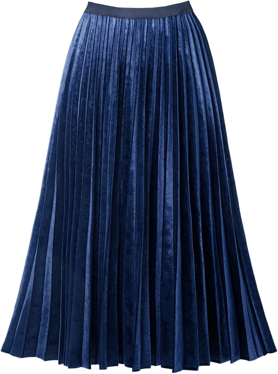 Women's Pleated High Waist Flowy Midi Skirt Velvet