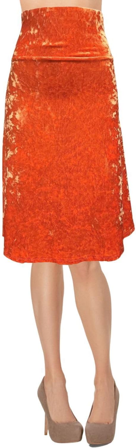 Women's A-Line Foldover Lightweight Flare Midi Pull On Closure Skirt