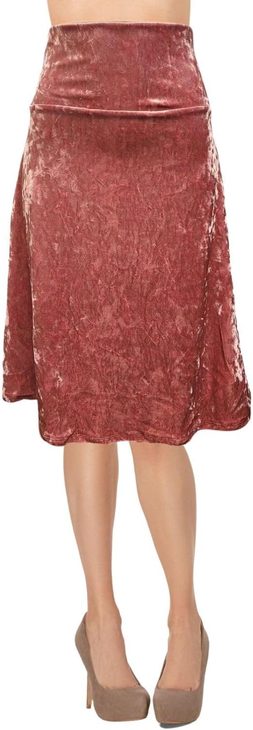 Women's A-Line Foldover Lightweight Flare Midi Pull On Closure Skirt