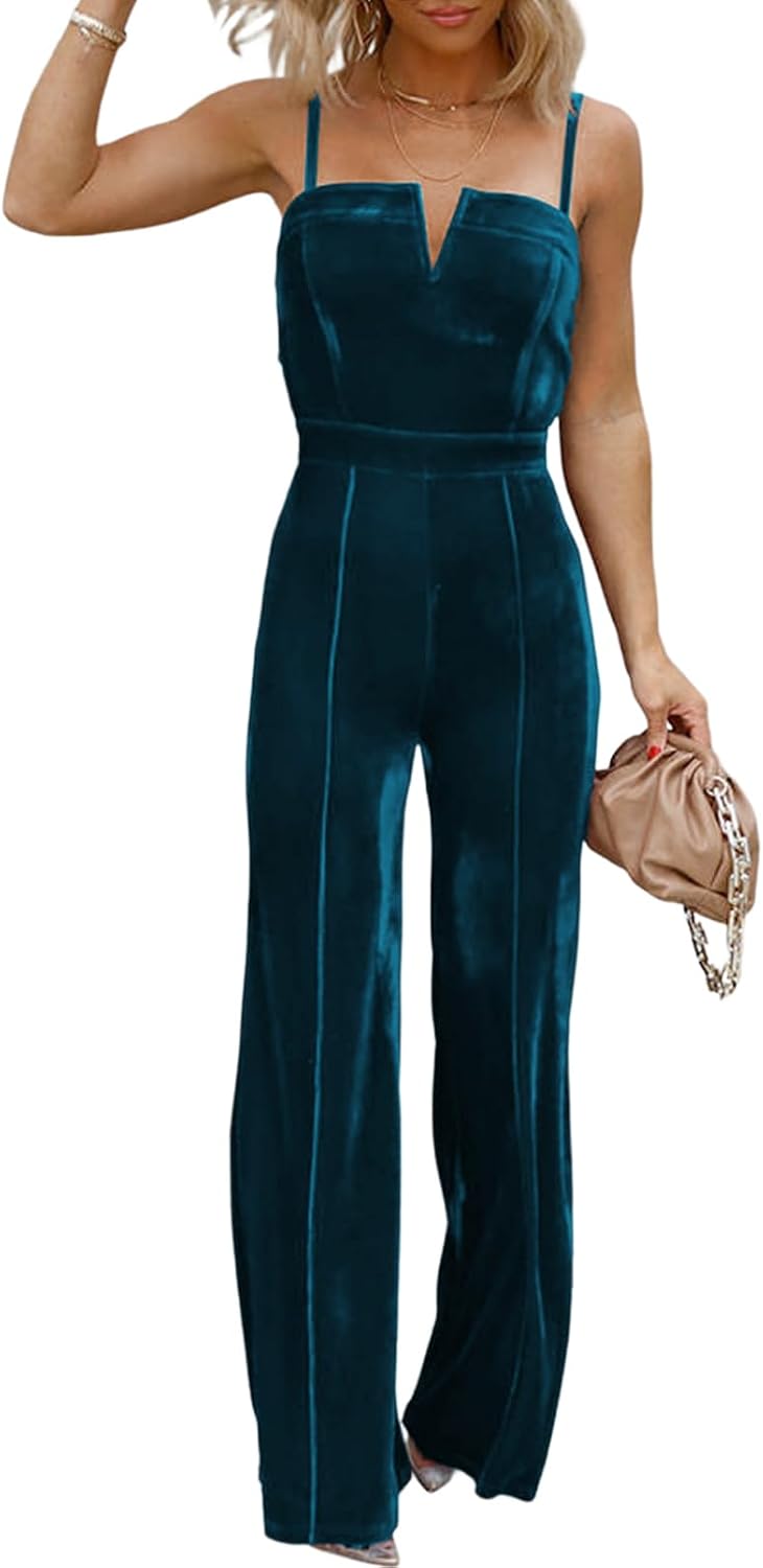 BLENCOT Women Sleeveless V Neck Jumpsuits Dressy Date Night Rompers