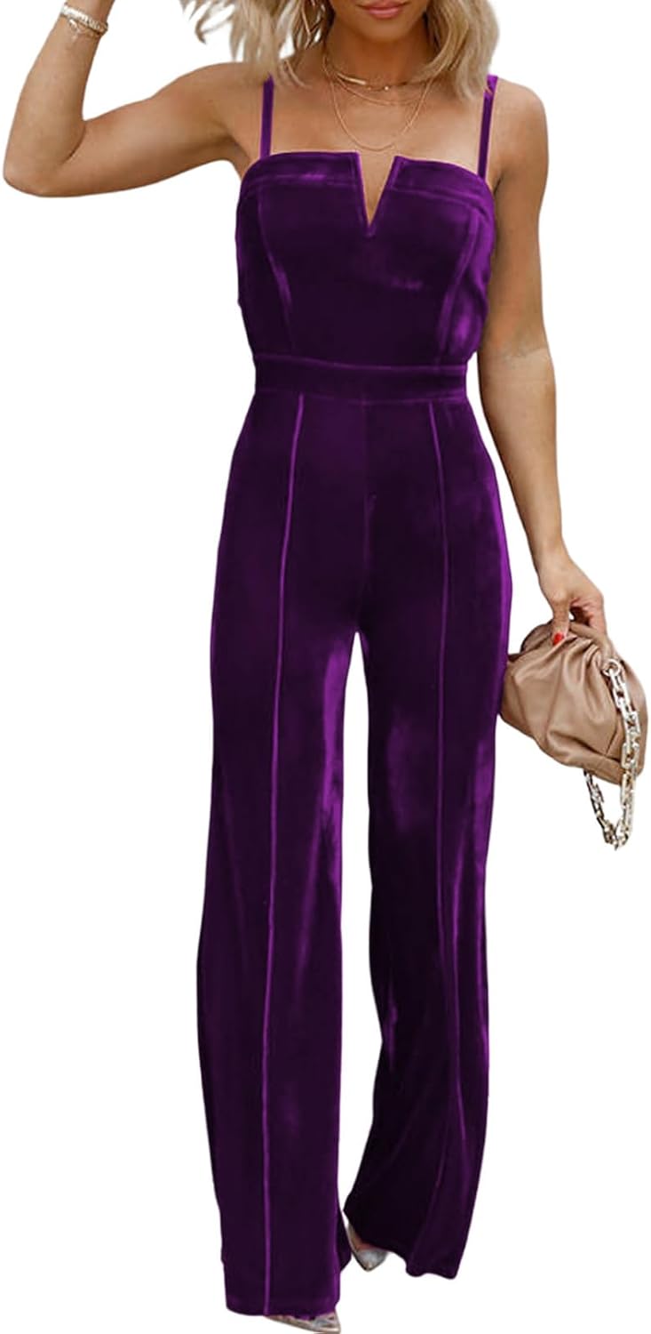 BLENCOT Women Sleeveless V Neck Jumpsuits Dressy Date Night Rompers