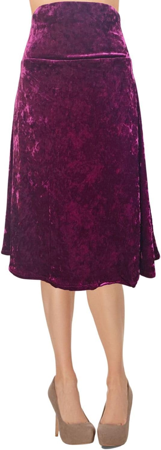 Women's A-Line Foldover Lightweight Flare Midi Pull On Closure Skirt