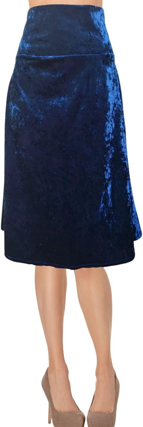 Women's A-Line Foldover Lightweight Flare Midi Pull On Closure Skirt