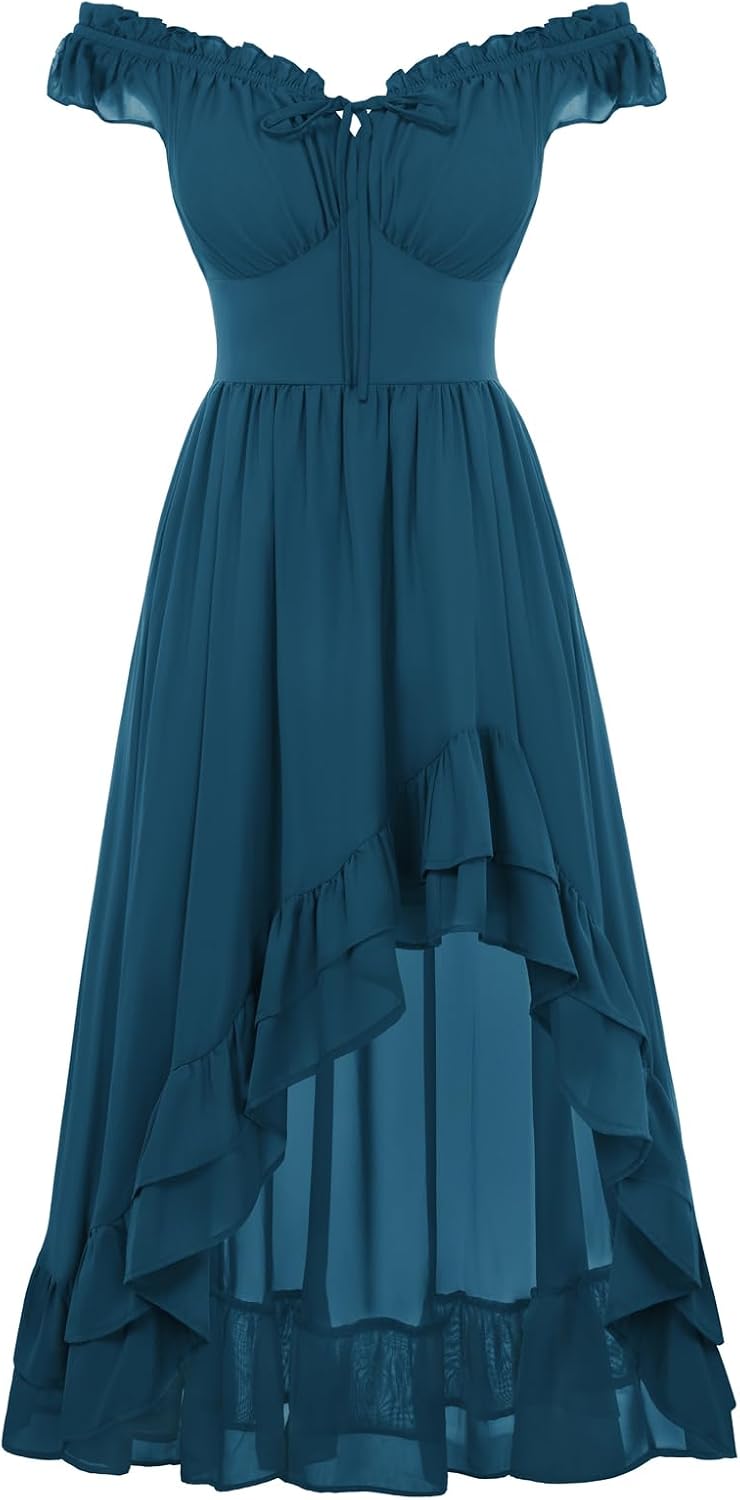 Scarlet Darkness Renaissance Corset Dress Off Shoulder Chiffon Sundress