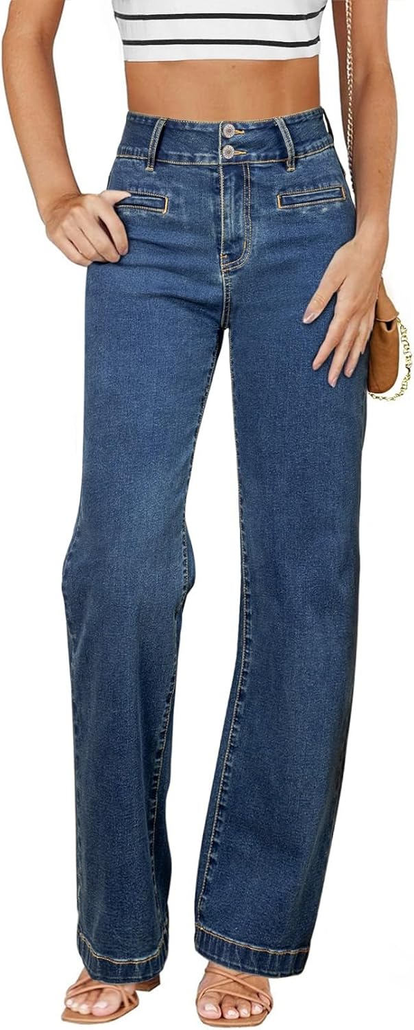 Sidefeel Women's Jeans High Waisted Straight Leg Stretchy Jeans