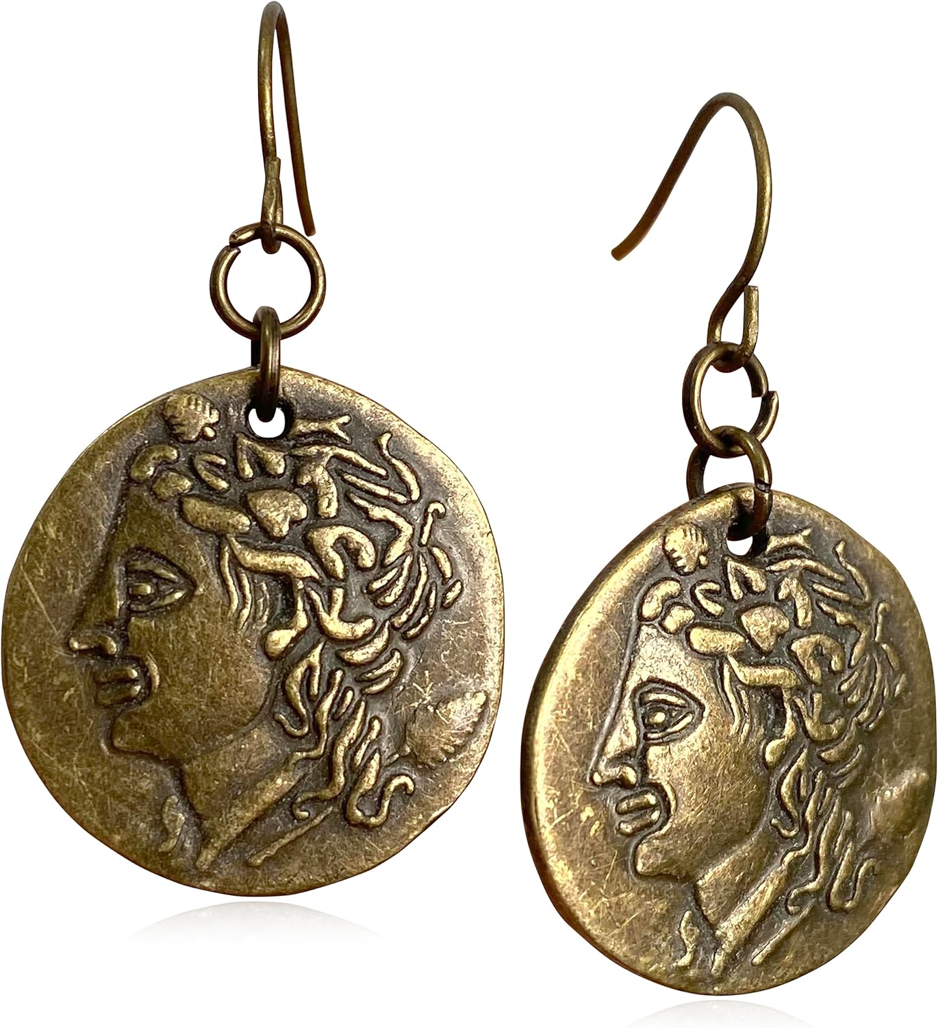 Vintage Bronze Spiral Leaf Hoop Boho Earrings