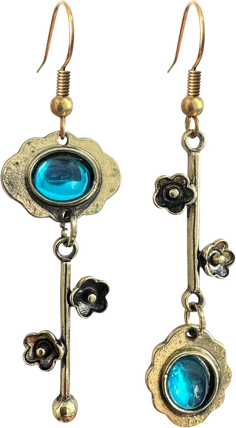 Vintage Plum Blossom Asymmetric Dangle Earrings