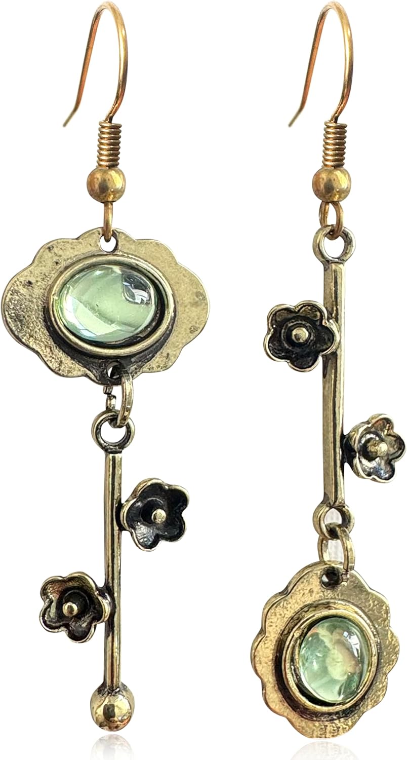 Vintage Plum Blossom Asymmetric Dangle Earrings