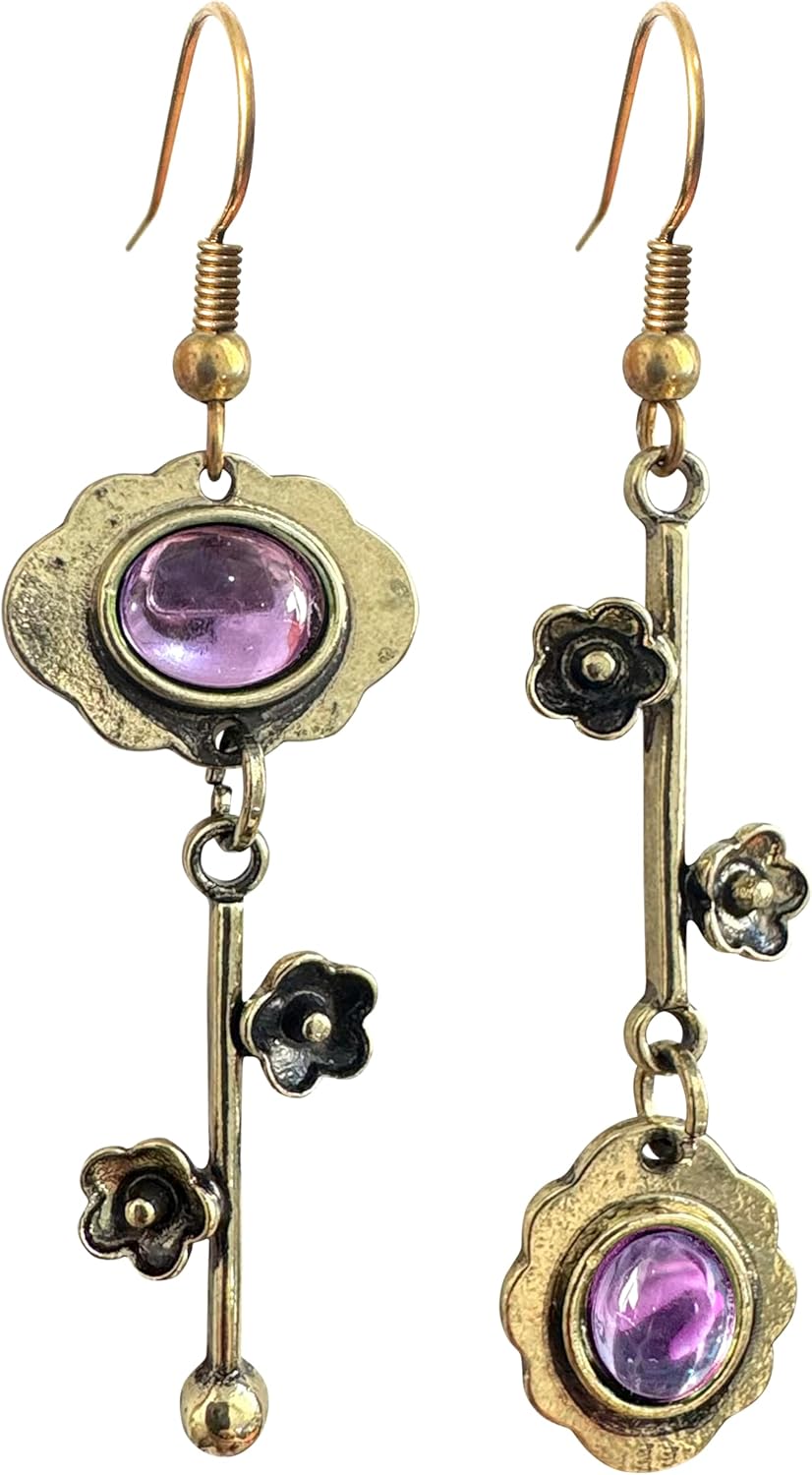 Vintage Plum Blossom Asymmetric Dangle Earrings