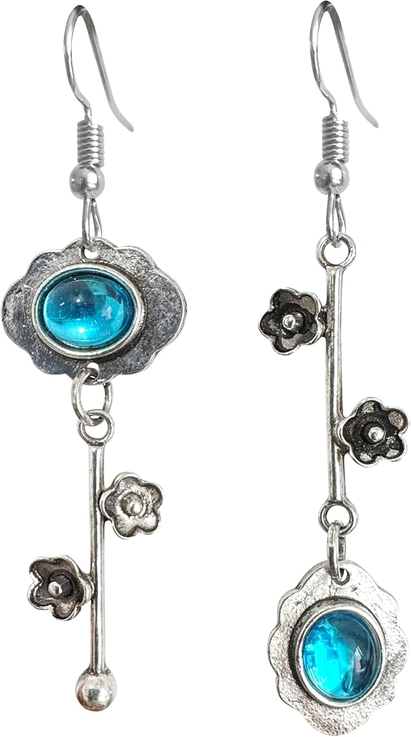 Vintage Plum Blossom Asymmetric Dangle Earrings
