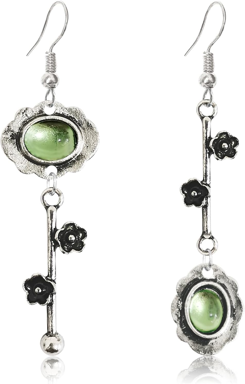 Vintage Plum Blossom Asymmetric Dangle Earrings