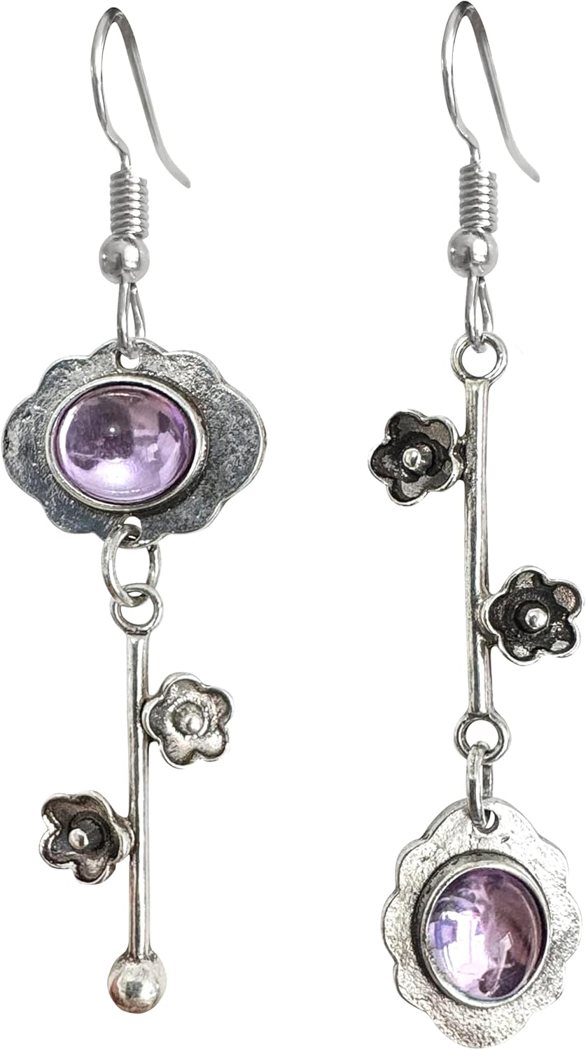 Vintage Plum Blossom Asymmetric Dangle Earrings