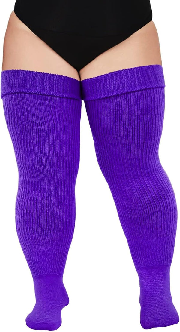Moon Wood Plus Size Thigh High Socks for Thick Thighs- Women Extra Long Over the Knee Stockings- Halloween Socks Leg Warmers