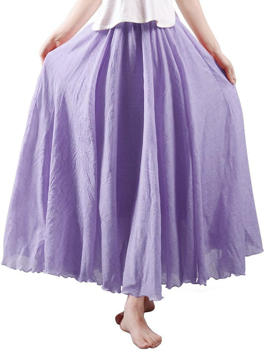 OCHENTA Boho Cotton Maxi Skirts Flowy Long A Line Skirt for Women S-L&Girls