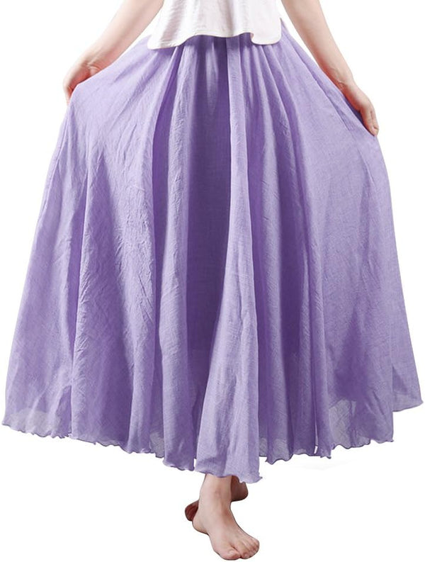 OCHENTA Boho Cotton Maxi Skirts Flowy Long A Line Skirt for Women S-L&Girls