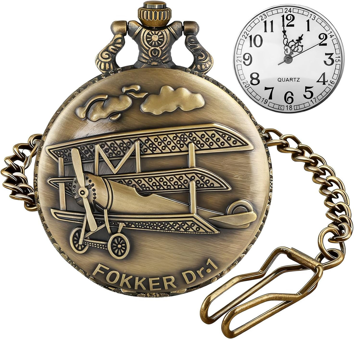 Solid Small-Flower Quartz Pocket Watch
