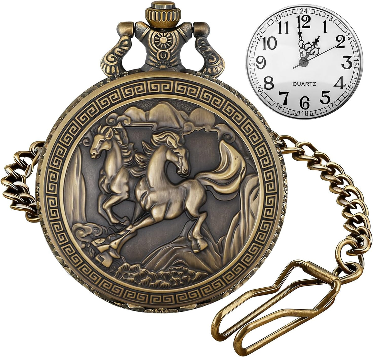 Solid Small-Flower Quartz Pocket Watch with an Elegant Vintage Style a