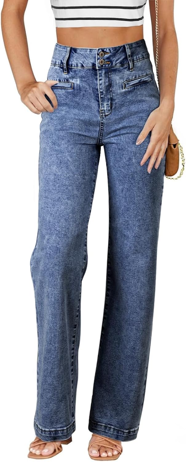 Sidefeel Women's Jeans High Waisted Straight Leg Stretchy Jeans