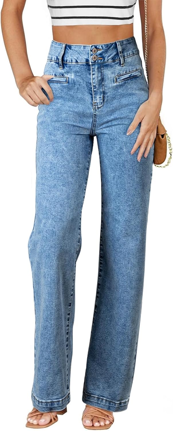 Sidefeel Women's Jeans High Waisted Straight Leg Stretchy Jeans