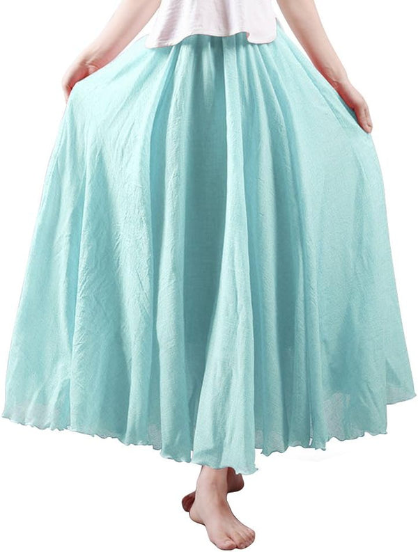 OCHENTA Boho Cotton Maxi Skirts Flowy Long A Line Skirt for Women S-L&Girls