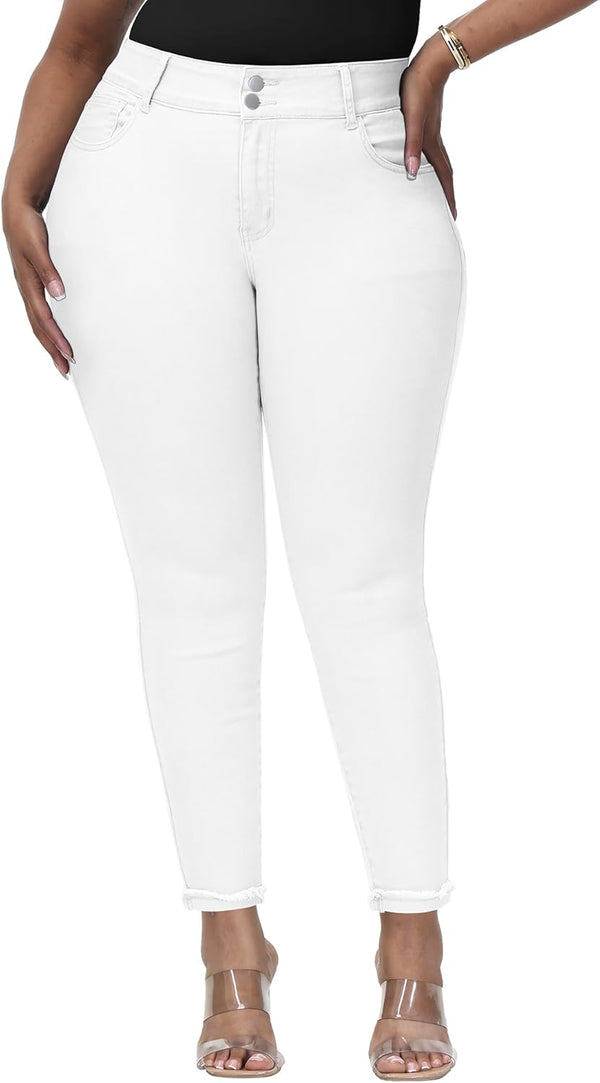 Womens Plus Size Skinny Jeans High Waisted Stretchy Classic