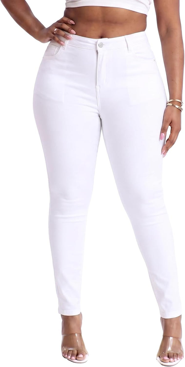 Womens Plus Size Skinny Jeans High Waisted Stretchy Classic