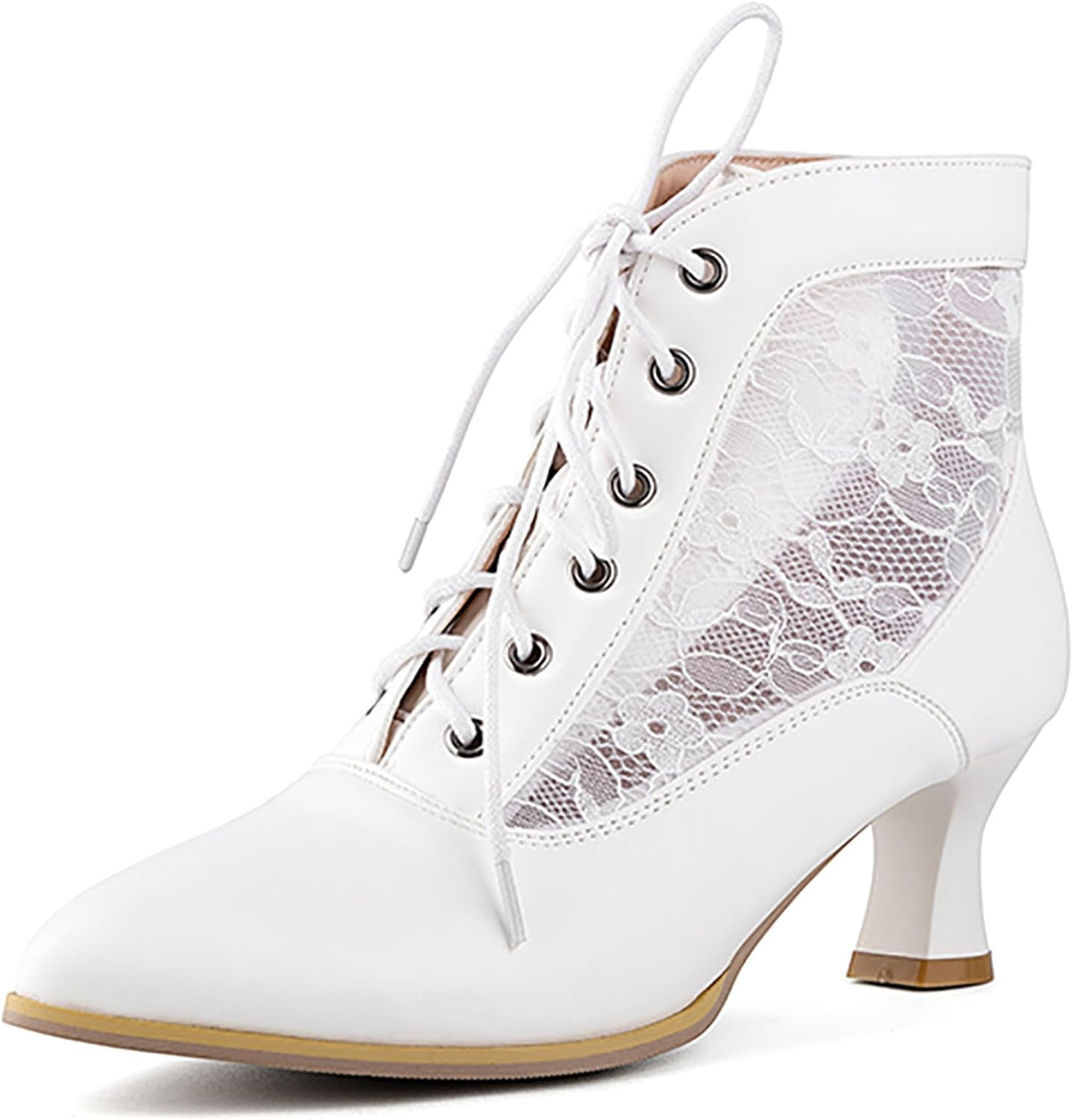 LanreyTaley Victorian Boots Wedding Shoes for Bride Lace up Boots for Women Lace Witch Shoes Renaissance Black