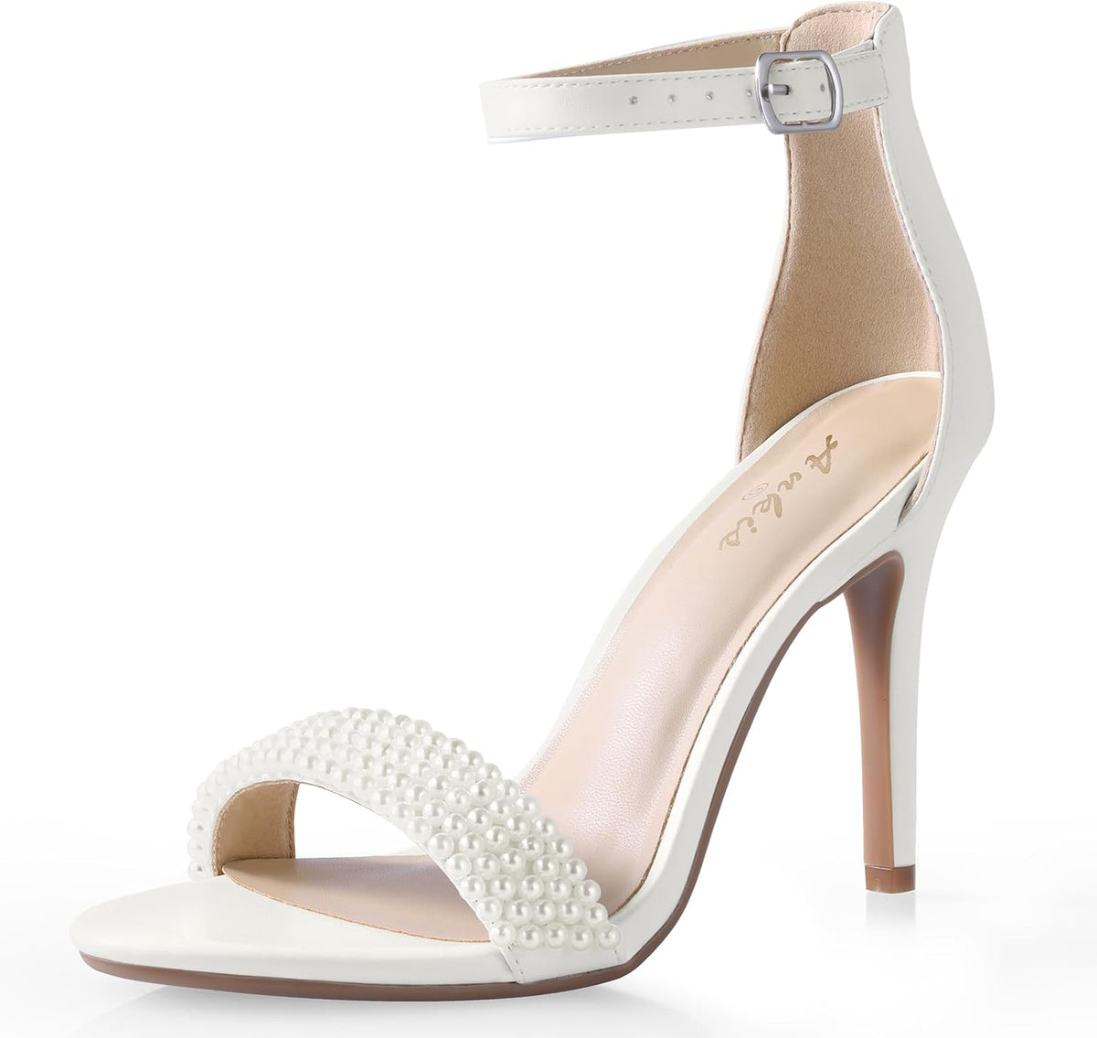 Ankis High Heels for Women 4 Inches, Black Nude Gold Stiletto Heels Open Toe Ankle Strap Heeled Sandals for Dressy Wedding Party