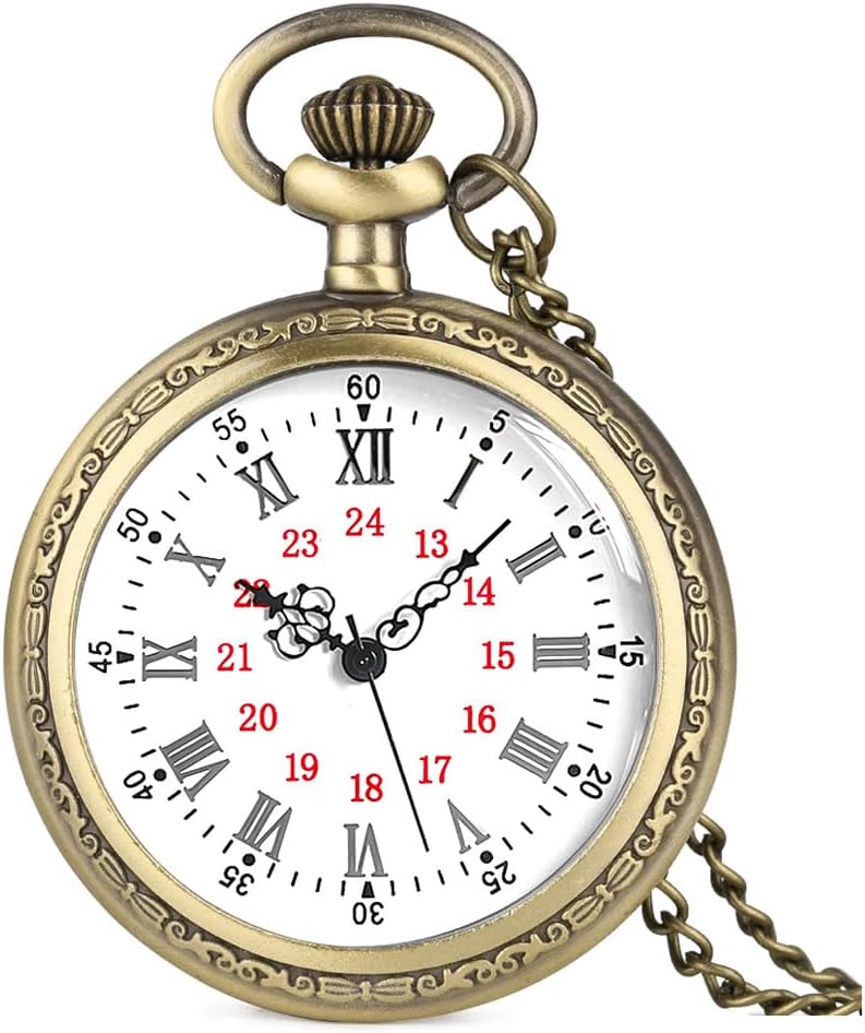 Vintage Quartz Pocket Watches for Men with Chains, Analog Pocket Watch