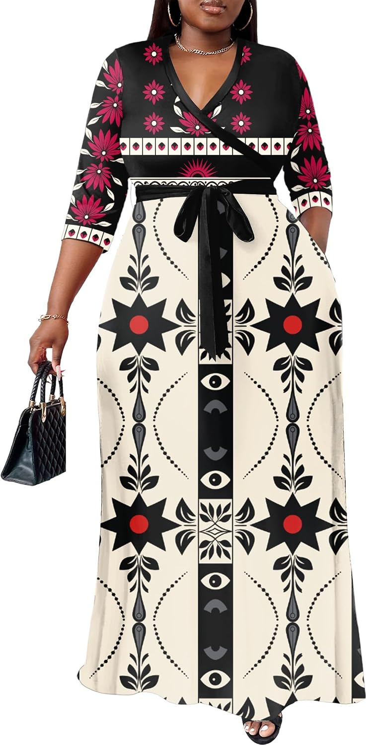 Nmoder Plus Size Maxi Dresses for Curvy Women -Summer Casual Long Fit Dress