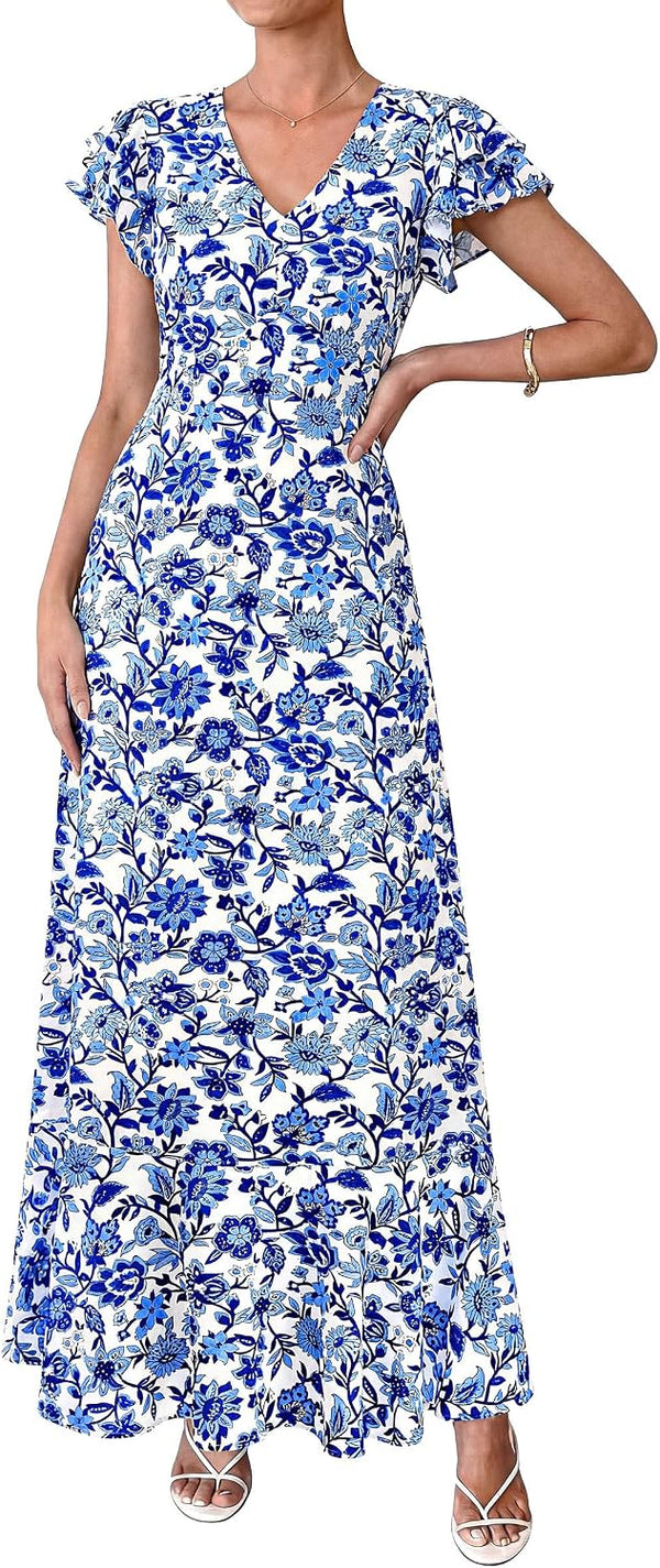 PRETTYGARDEN Womens Summer Boho Floral Maxi Dress