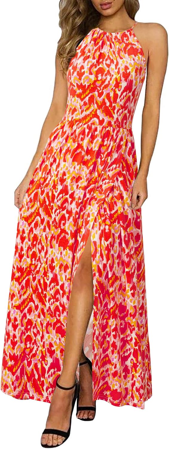 KILIG Women's Summer Floral Beach Flowy Split Maxi Long Dresses