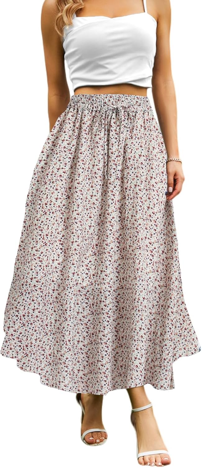 Maxi Skirts for Women with Pockets Long Midi Length