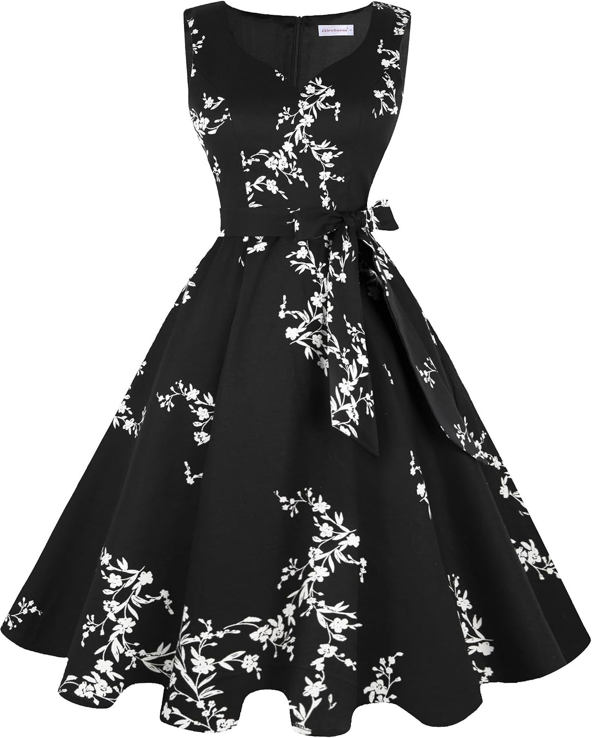 Girstunm 1950s Sleeveless Tea Party Swing Pockets Dress