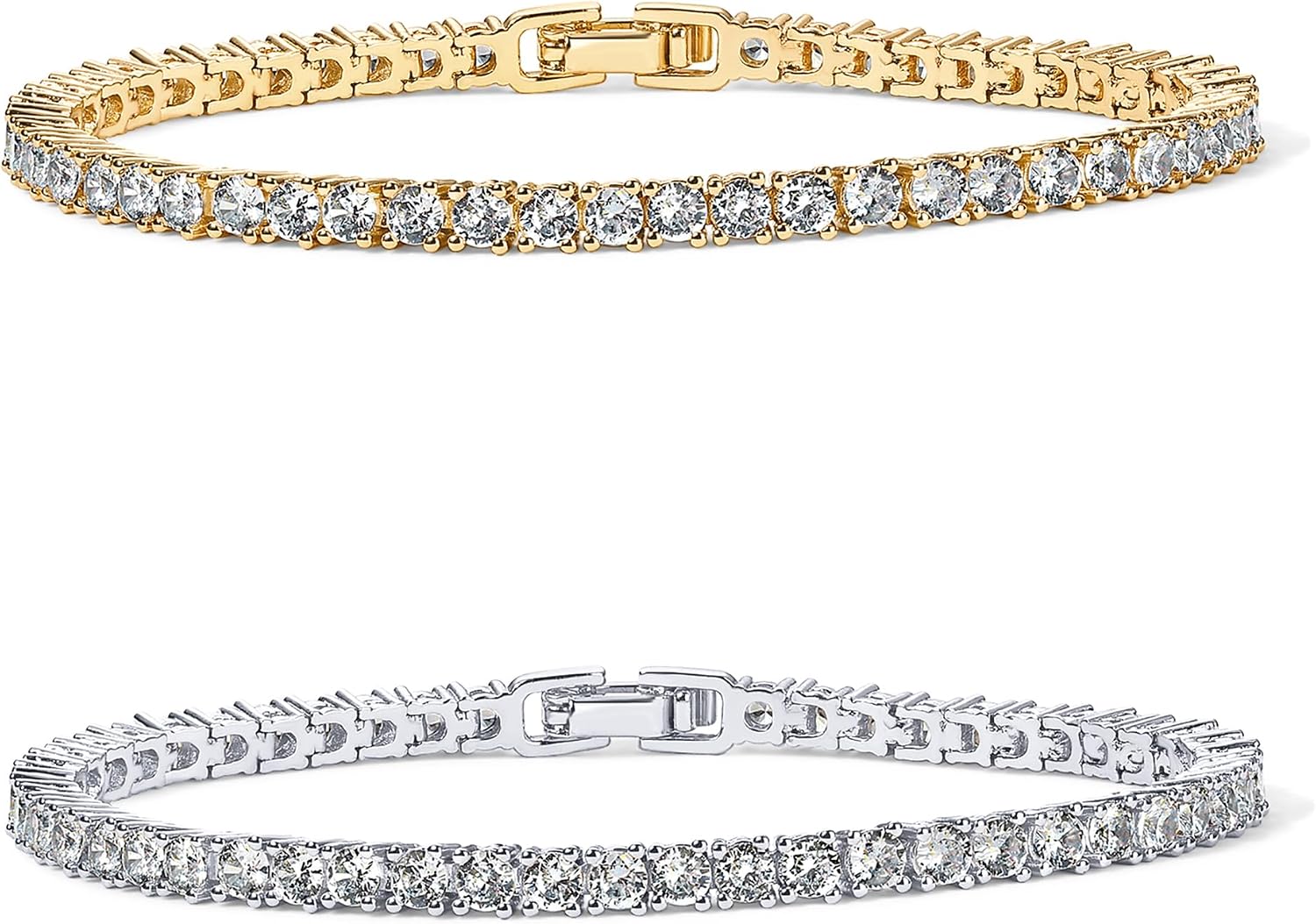 PAVOI 14K Gold Plated 3mm Cubic Zirconia Classic Tennis Bracelet | Gold Bracelets for Women Secondary image
