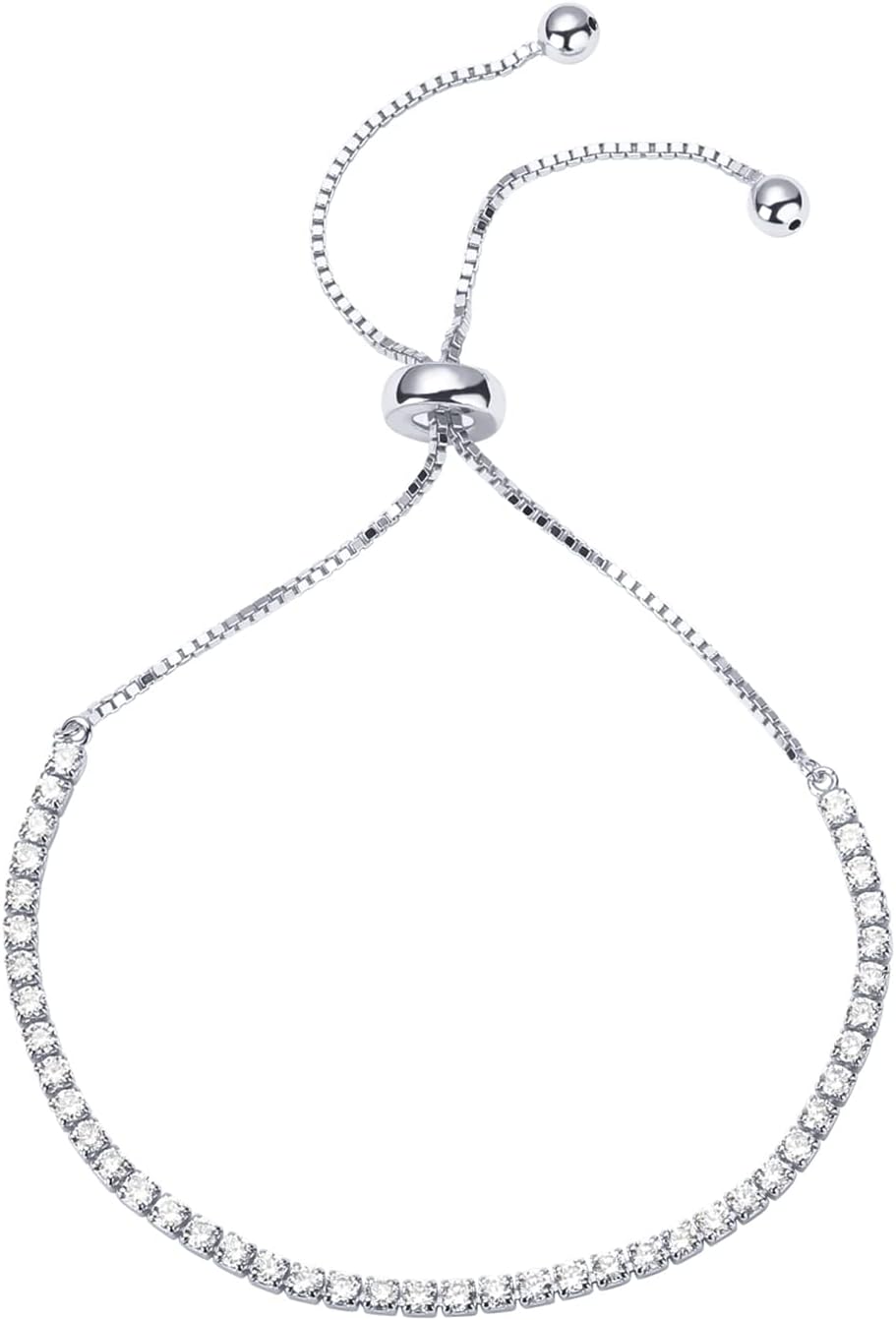 PAVOI Tennis Bracelets for Women, 14K Gold Plated Adjustable CZ Bracelet
