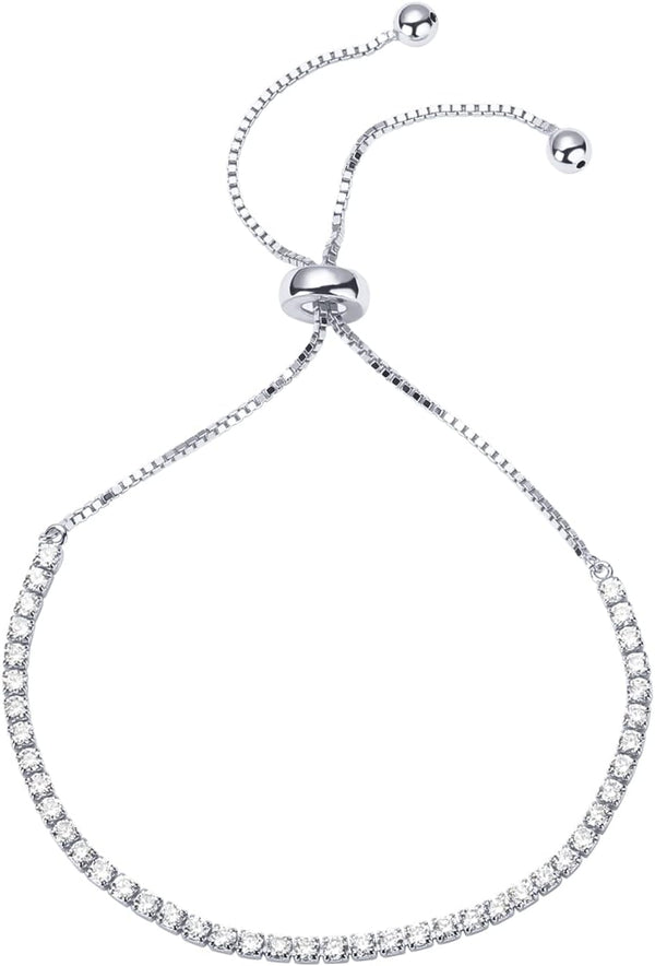 PAVOI Tennis Bracelets for Women, 14K Gold Plated Adjustable CZ Bracelet