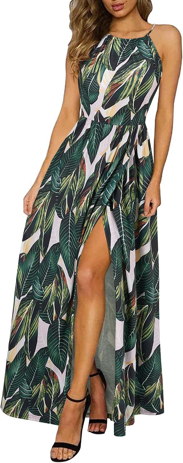 KILIG Women's Summer Floral Beach Flowy Split Maxi Long Dresses