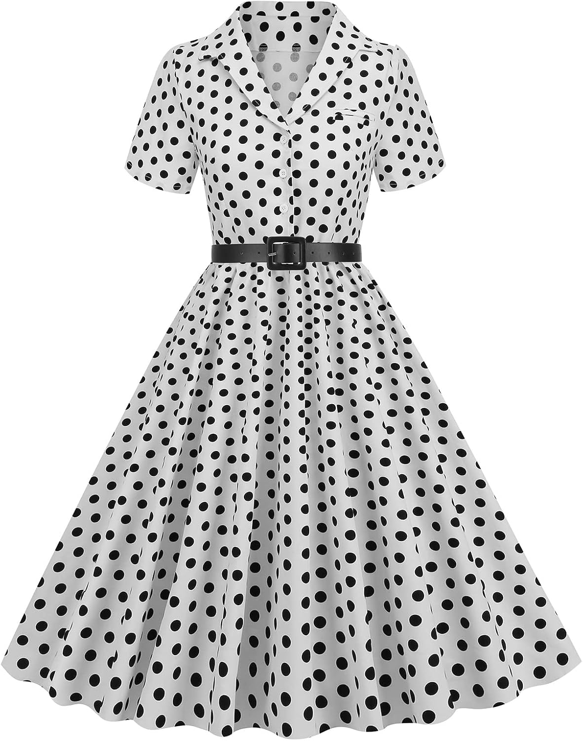 1950s Dresses for Women Vintage Rockabilly Retro Short Sleeve Tie Midi Dress Cocktail Party Evening Prom Gown