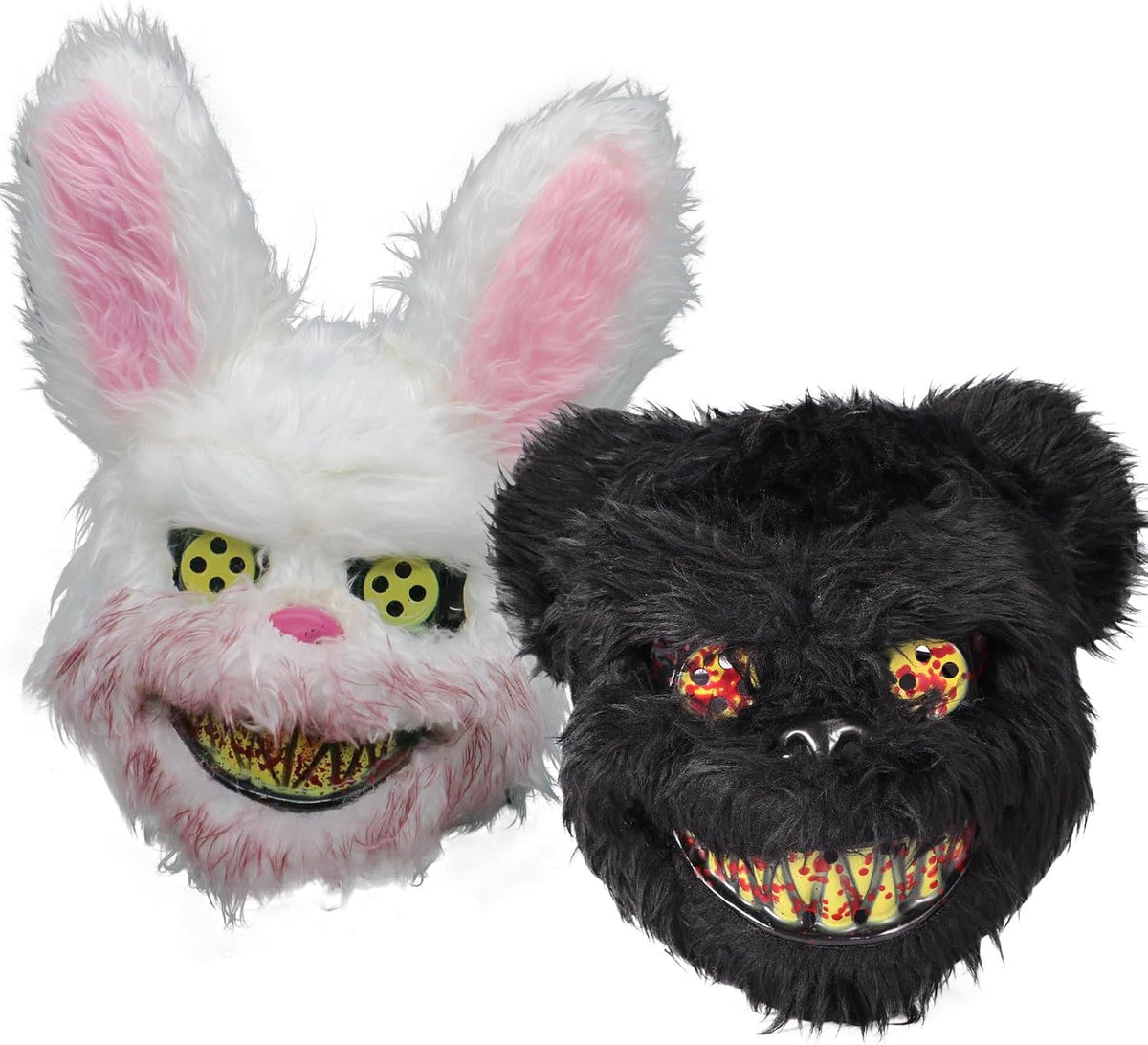 BESSEEK Halloween Scary Mask Bear Rabbit Bunny Mask, Bloody Plush Animal Head Mask, Cosplay Costume Props Halloween Party