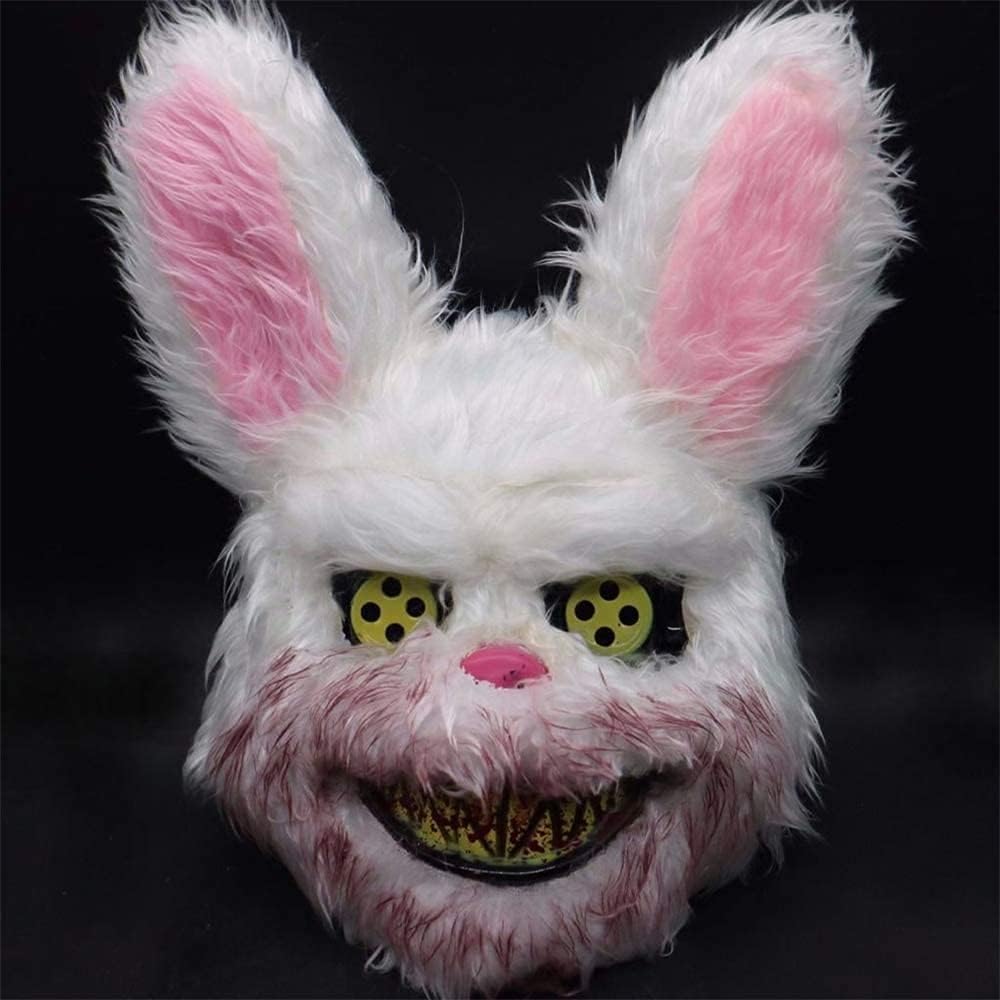 BESSEEK Halloween Scary Mask Bear Rabbit Bunny Mask, Bloody Plush Animal Head Mask, Cosplay Costume Props Halloween Party