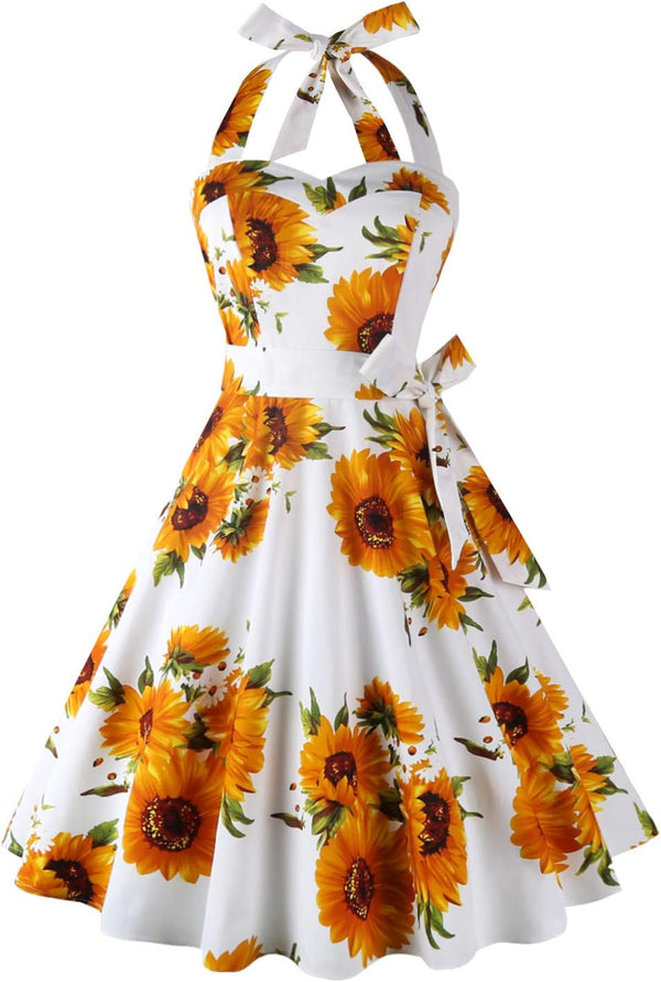 Topdress Women'sVintage Polka Audrey Dress 1950s Halter Retro Cocktail Dress