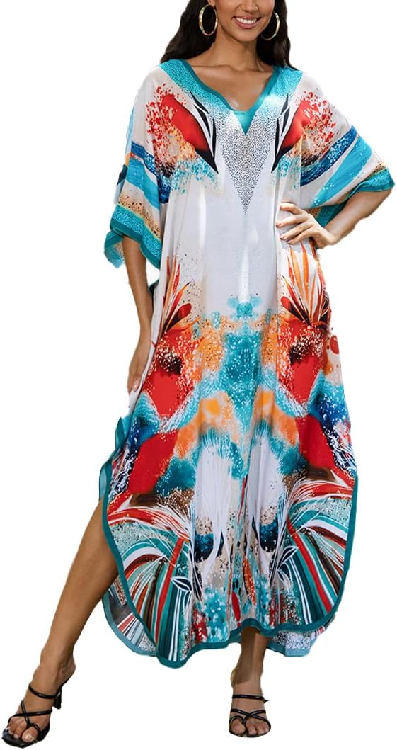 Women's Plus Size Beach Lounge Kaftan Maxi Dress swimsuit coverup for women
