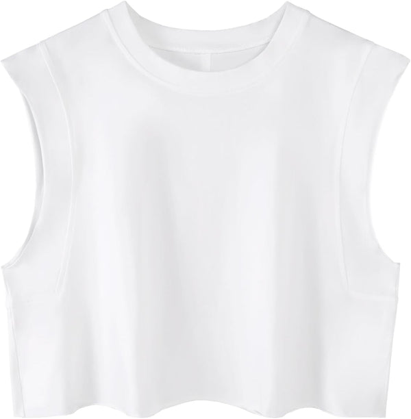 Remidoo Crop Tops for Women Casual Cropped Tank Top Summer Sleeveless Shirts