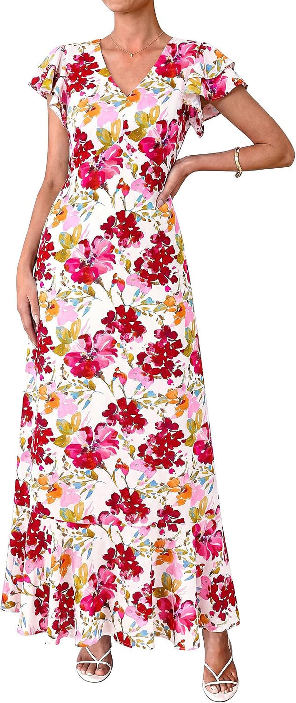 PRETTYGARDEN Womens Summer Boho Floral Maxi Dress