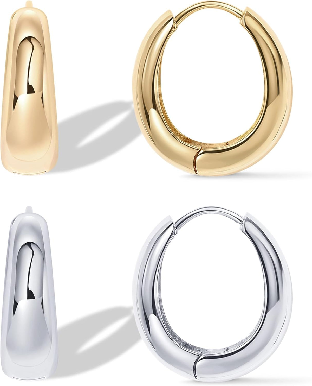 PAVOI Gold Hoop Earrings for Women, 14K Gold Plated Small Chunky Hoops